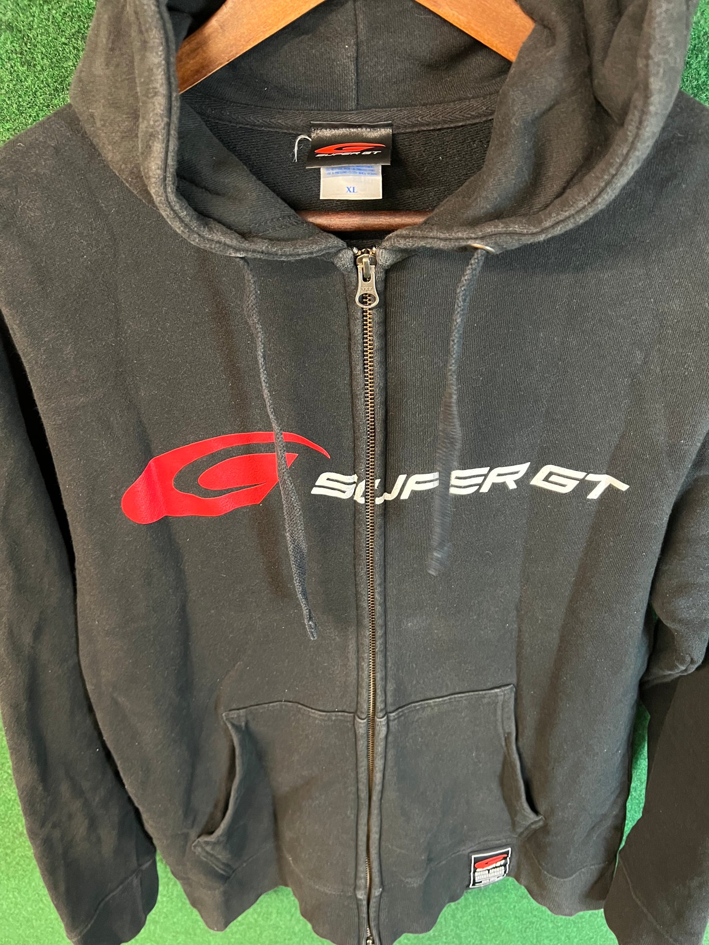 SUPER GT Series Black Logo Zip Up Hooded Sweatshirt