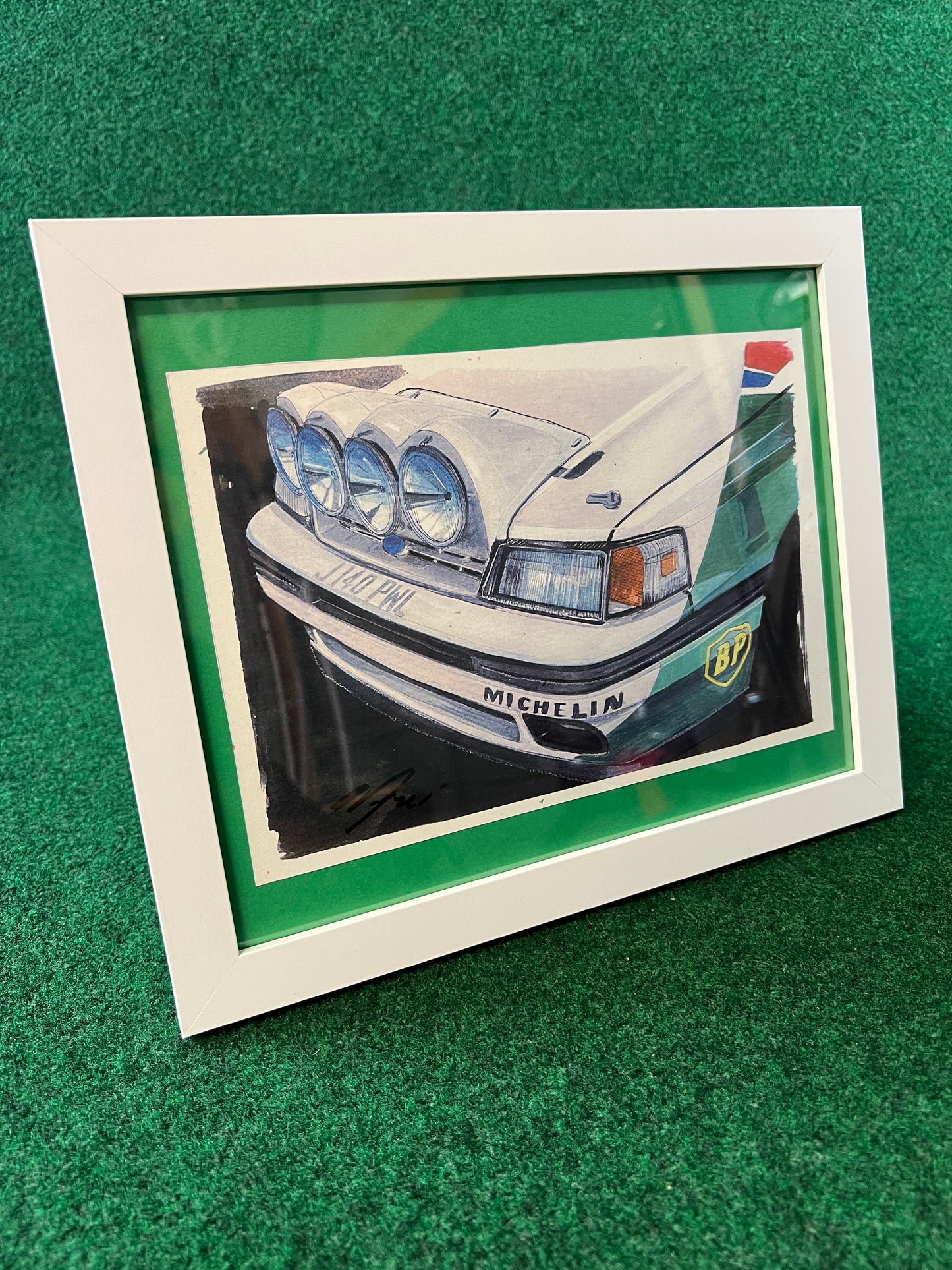 Subaru Legacy 1992 RS Sedan Group A Rally Car Front Bumper & Rally Lights Corner View Framed Print