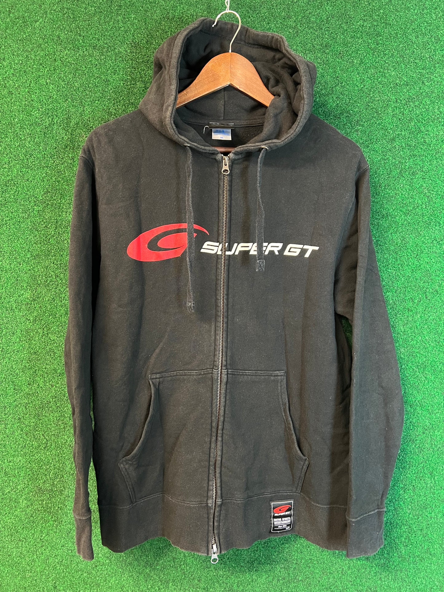 SUPER GT Series Black Logo Zip Up Hooded Sweatshirt