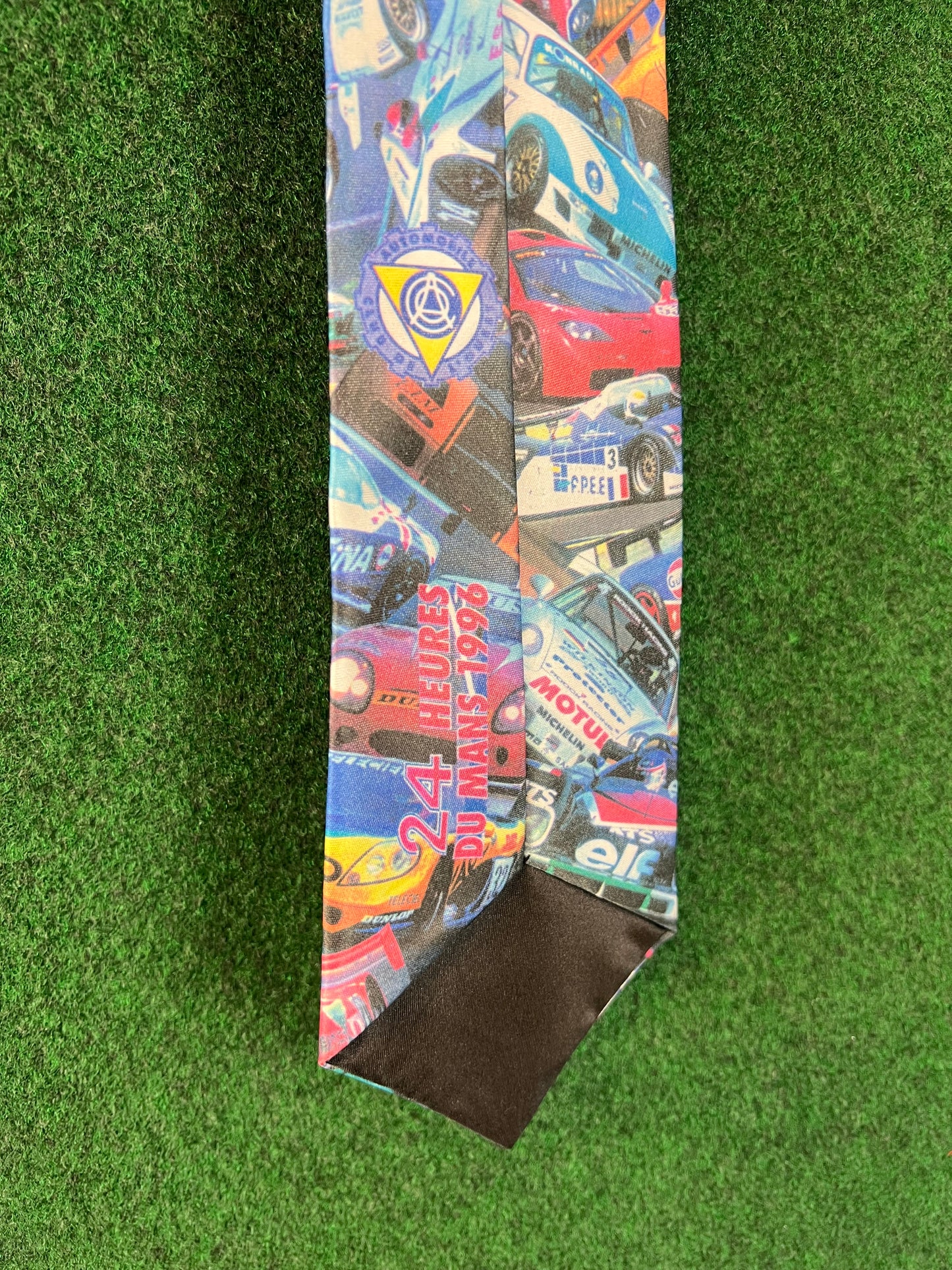 24 Hours of LeMans 1996 - Vintage Racecar Image Collage Neck Tie