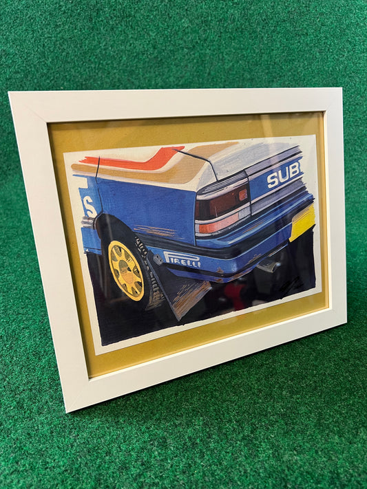 Subaru Legacy 1992 RS Sedan Rothmans Group A Rally Car Rear Bumper Corner View Framed Print