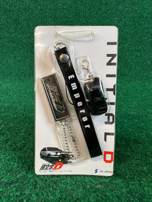 Initial D - Mitsubishi Lancer EVO with Emperor Strap and Metal Badge Charm Keychain