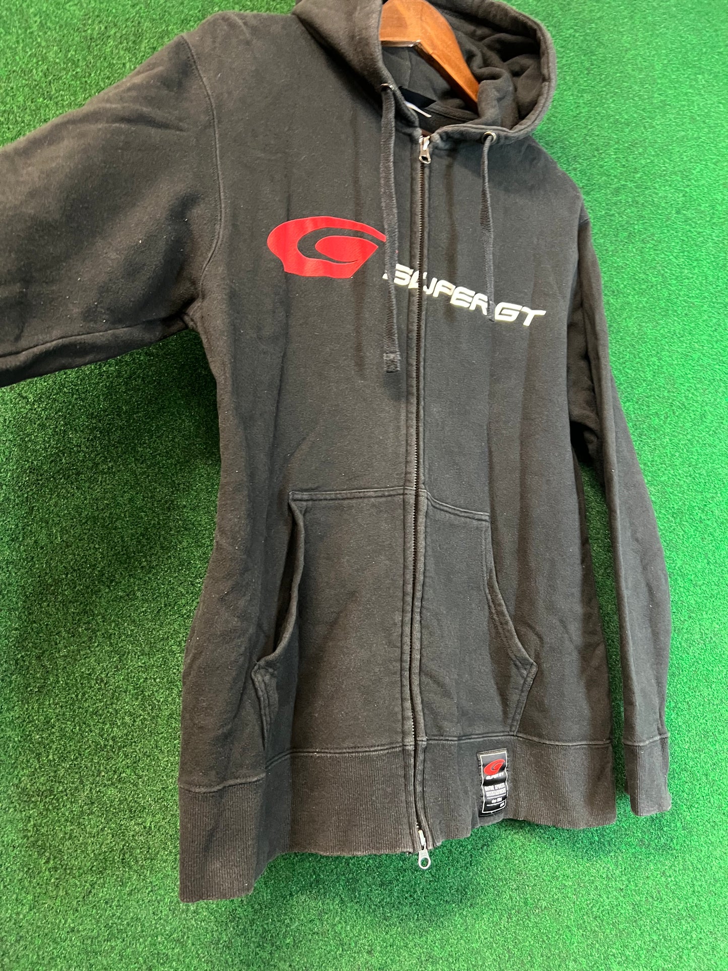 SUPER GT Series Black Logo Zip Up Hooded Sweatshirt