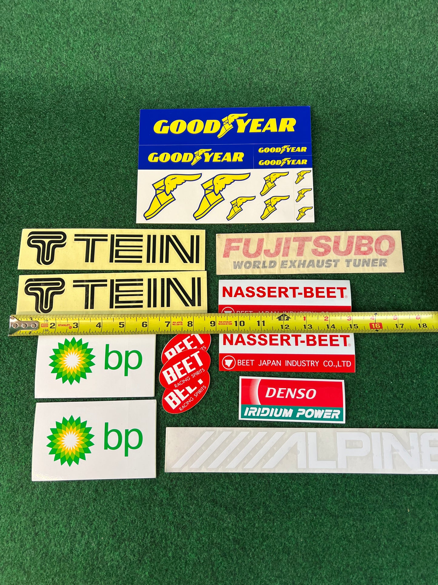 TEIN, Denso, Goodyear, BP, Fujitsubo, ALPINE, BEET Sticker Set