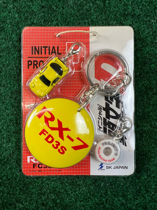 Initial D - Project D Red Suns Mazda RX7 FD Car and Charm Keychain Set