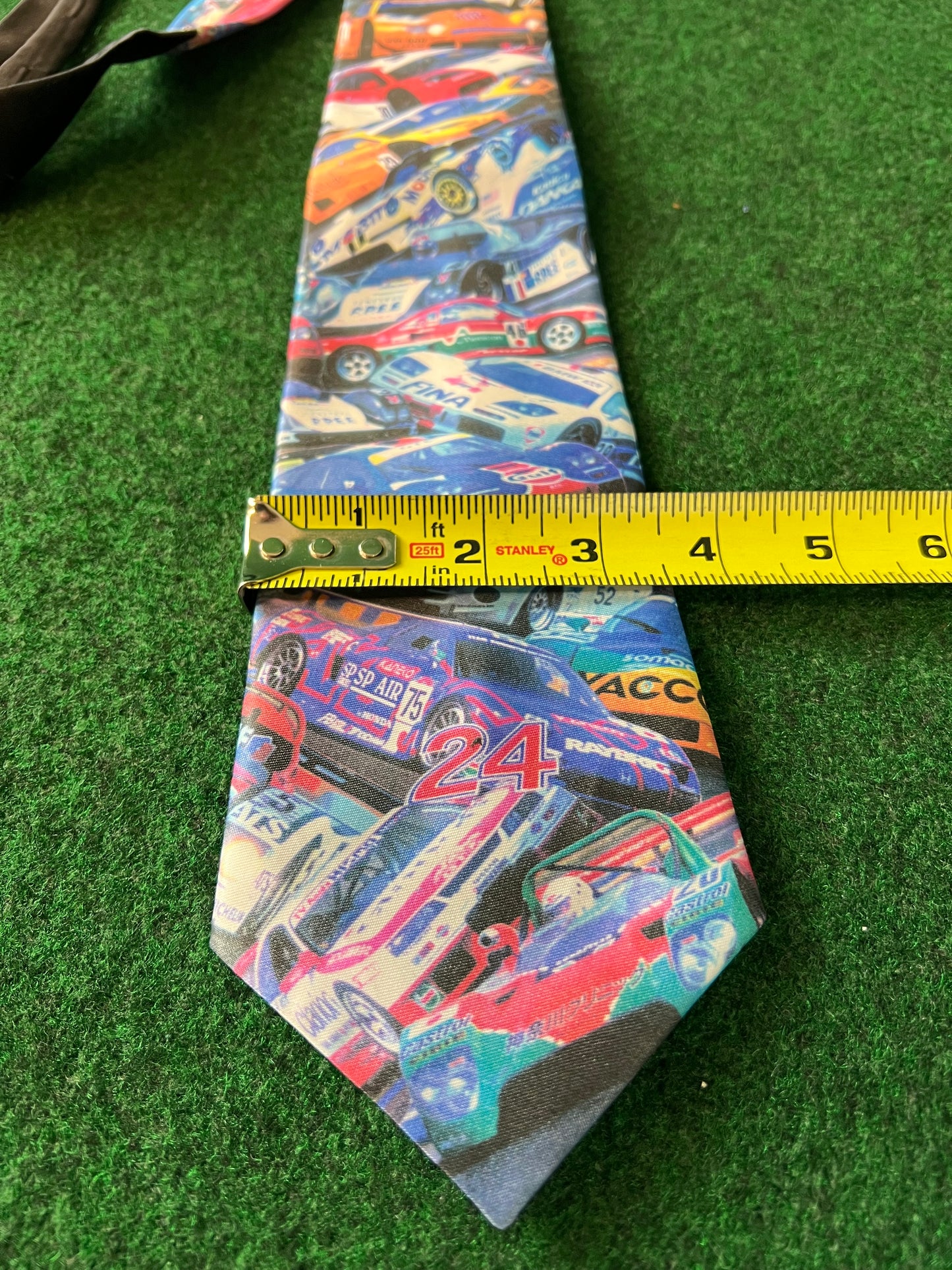 24 Hours of LeMans 1996 - Vintage Racecar Image Collage Neck Tie