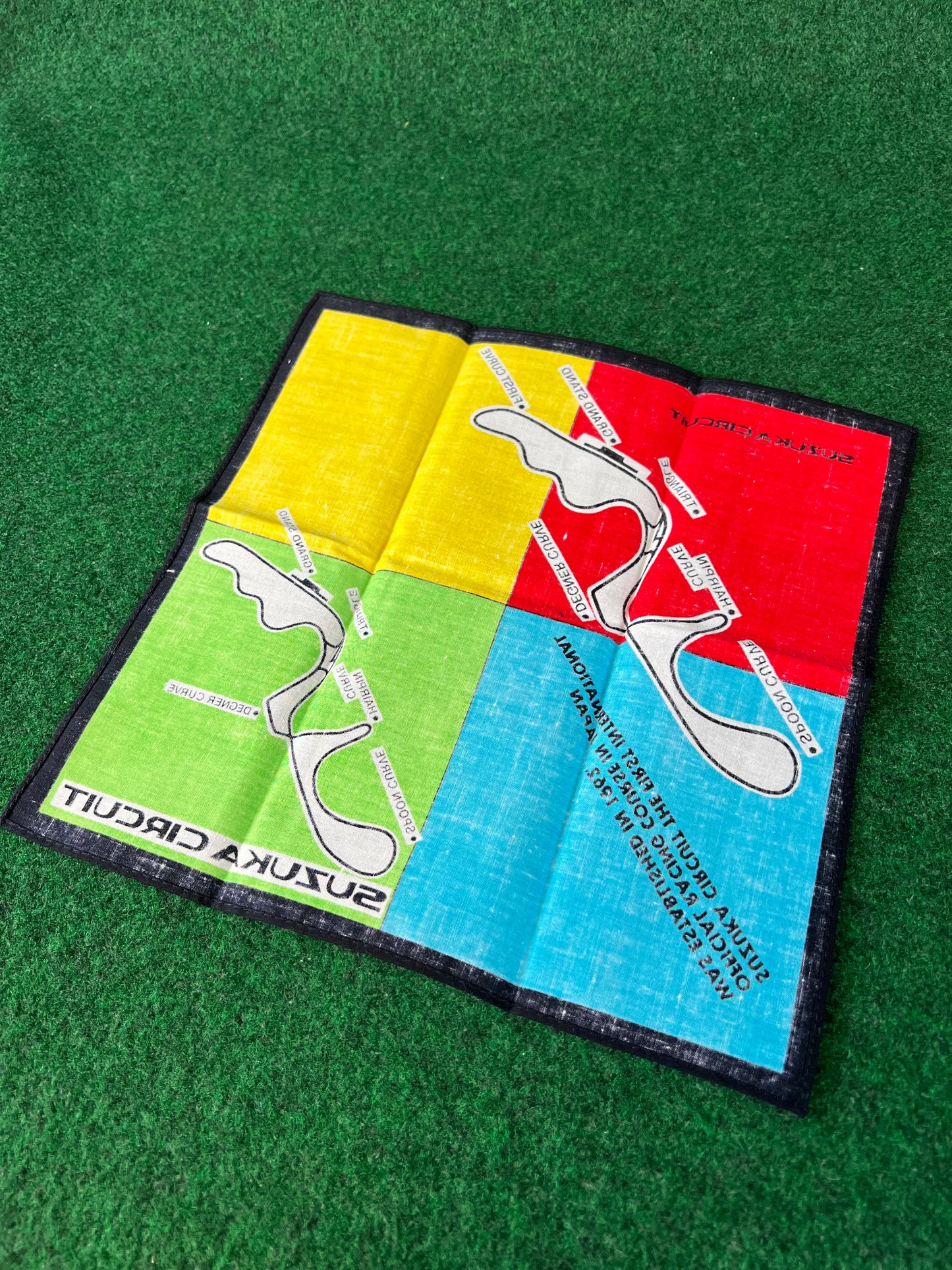 SUZUKA CIRCUIT - Red/Yellow/Blue/Green Course Map Handkerchief