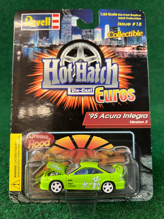 Johnny Lightning Hot Hatch Euros - Lime Green 1995 Acura Integra Diecast Car