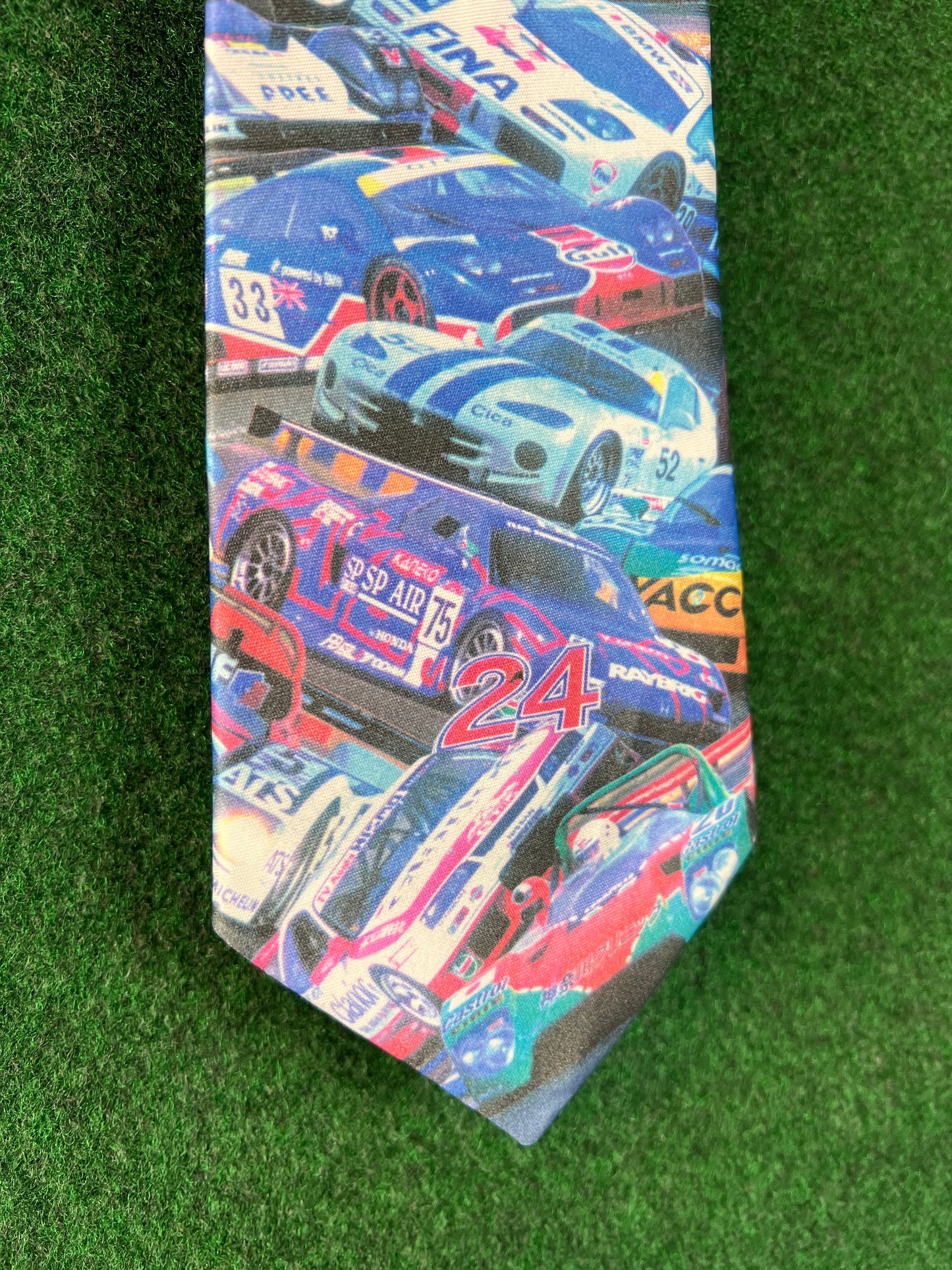 24 Hours of LeMans 1996 - Vintage Racecar Image Collage Neck Tie