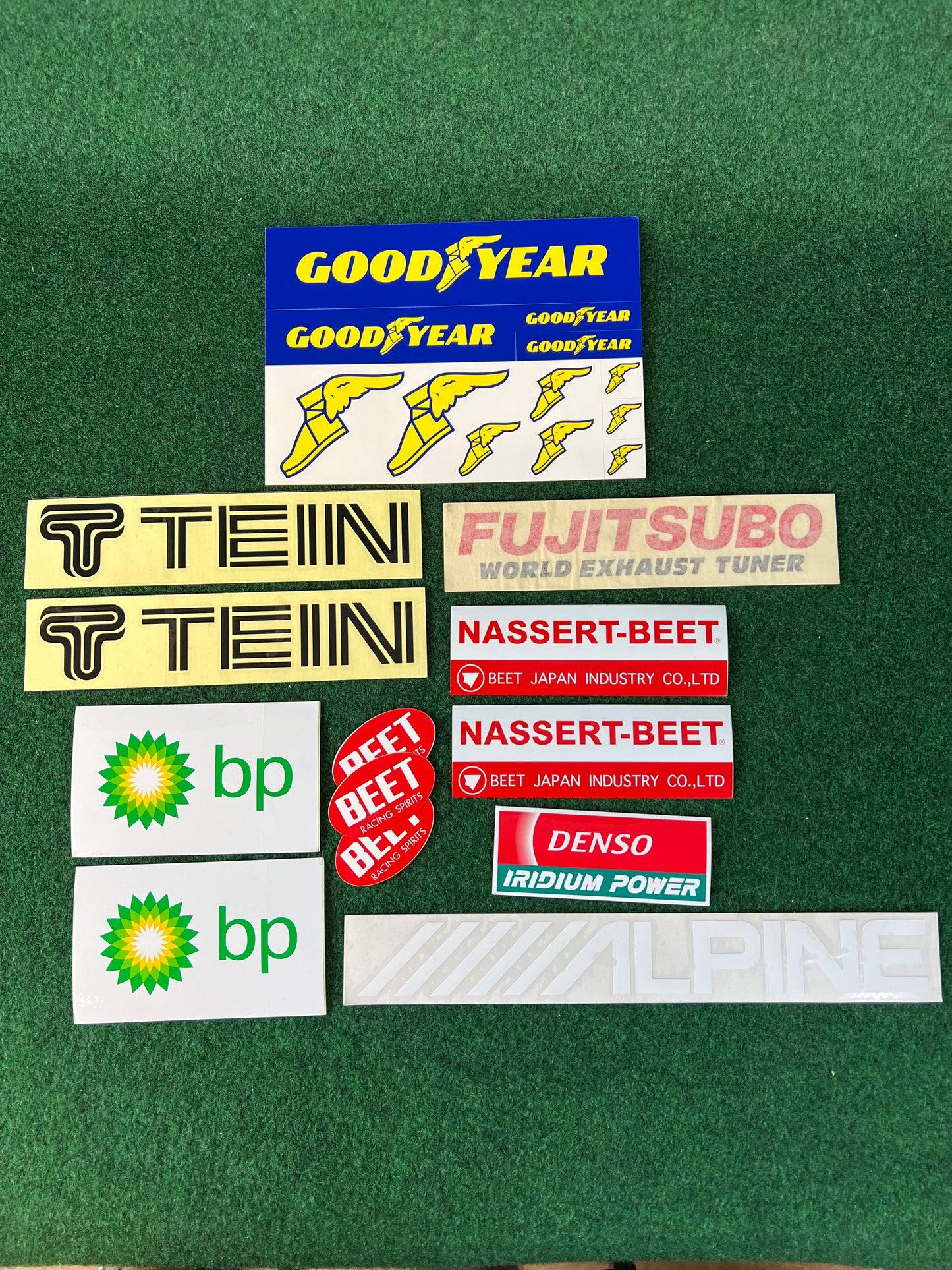 TEIN, Denso, Goodyear, BP, Fujitsubo, ALPINE, BEET Sticker Set