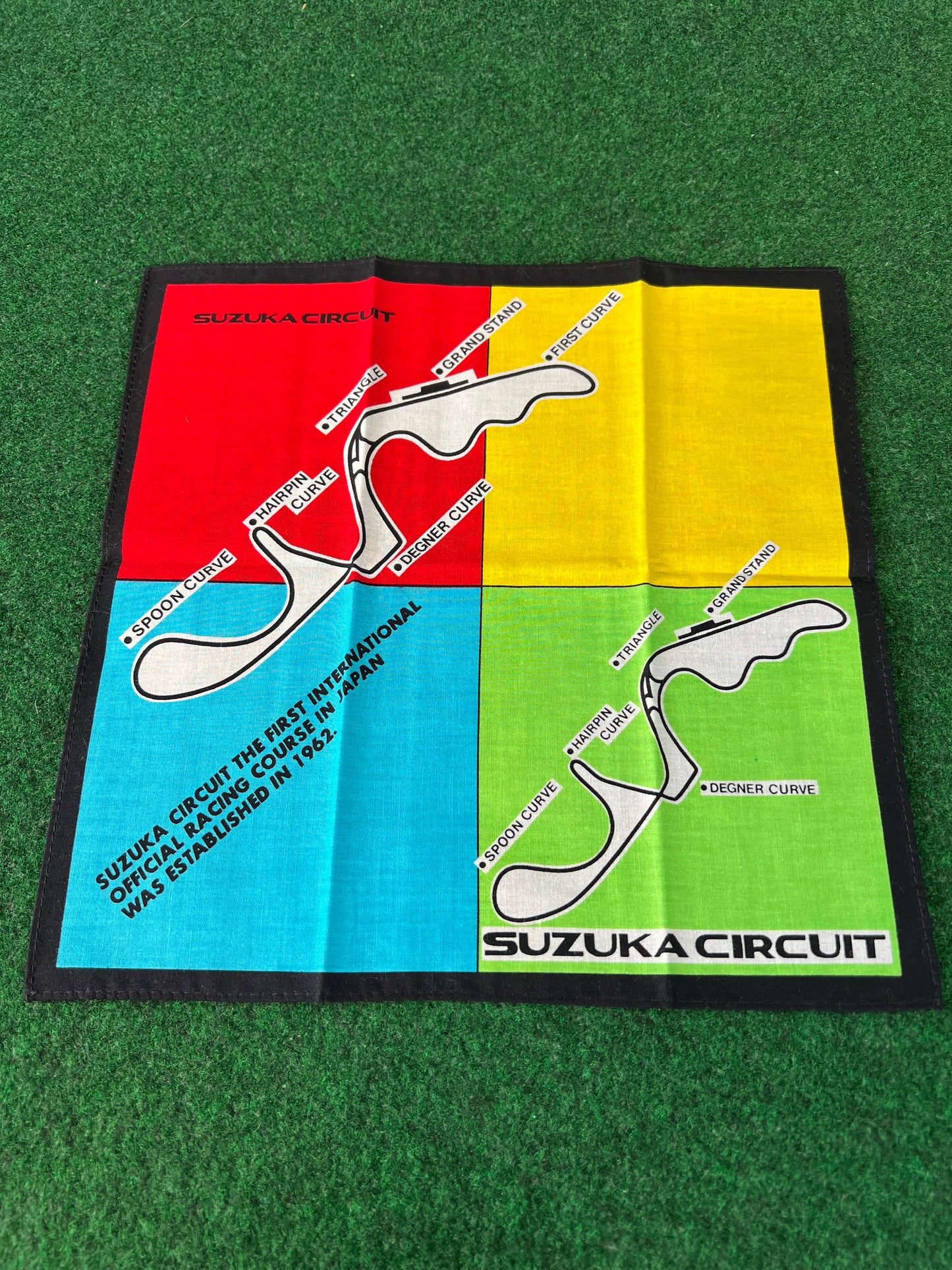 SUZUKA CIRCUIT - Red/Yellow/Blue/Green Course Map Handkerchief